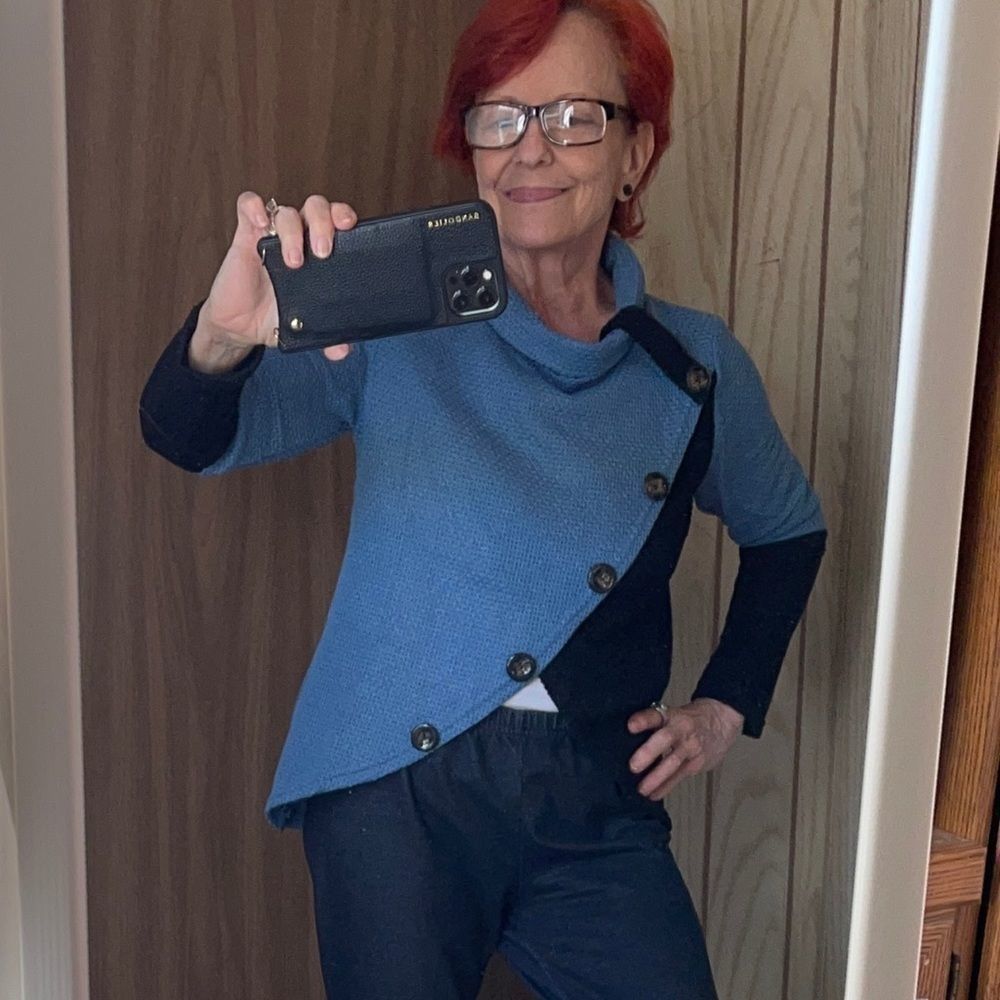 Blue/Black Embellished Knit Top